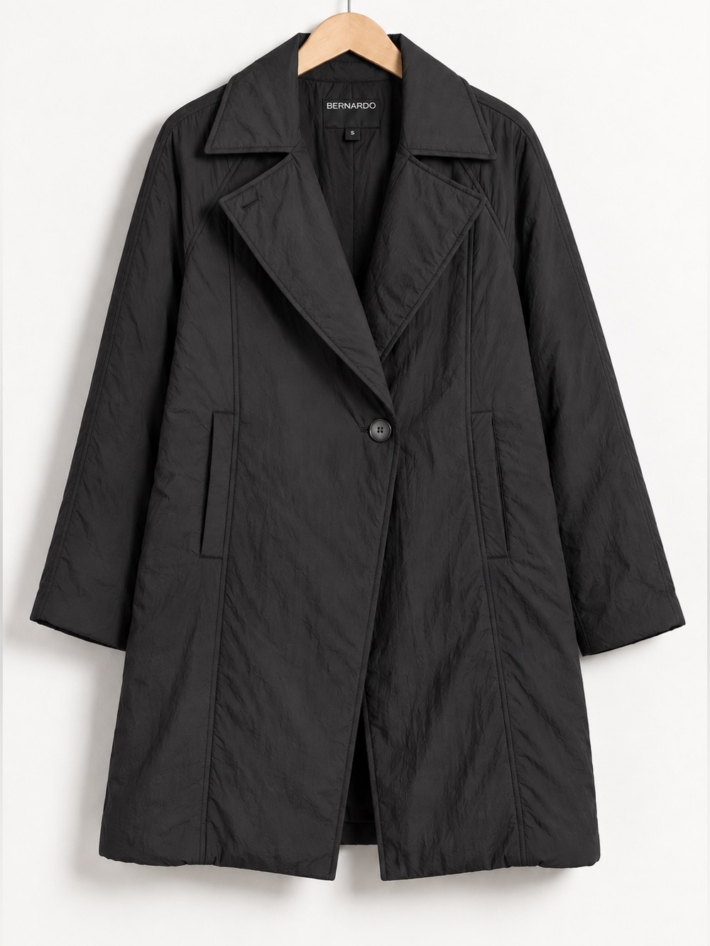 Bernardo Black Lightweight Single-Button Long Trench Coat NWT - Picture 6 of 6